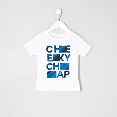 Mini boys white cheeky chap T-shirt
